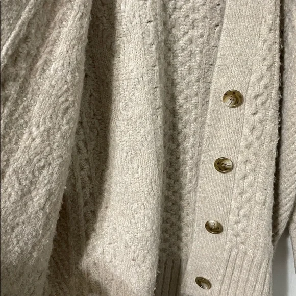 J. Crew Taupe Oversized Merino Wool Blend Cable Knit Cardigan Size Small - Picture 7 of 8